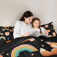 thumbnail image 4 of Feelyou Kawaii Fox Black Bedding Comforter Set 7 Pieces for Kids, Dreamy Cartoon Animal Full Bedding Set, Rainbow Flower Floral Reversible Fitted Sheet Flat Sheet, Microfiber Bedroom Decor, 4 of 7