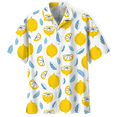 thumbnail image 4 of Camisas hawaianas con estampado de limón para hombre, blusa con botones de manga corta y estampado 3D de frutas tropicales, camisa hawaiana de solapa de gran tamaño, 4 of 4