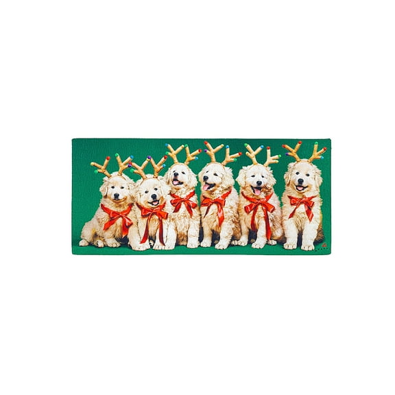 Evergreen Reindeer Puppies Sassafras Indoor Outdoor Switch Doormat 1'10"x10" Multicolored