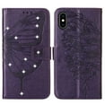 thumbnail image 3 of Allytech for Apple iPhone X/iPhone XS Case,Shockproof Stylish PU Leather Bling Glitter Diamond Embossed Pattern Flip Holder Magnetic Clasp Card Slots Wallet Phone Case Cover,Purple, 3 of 9