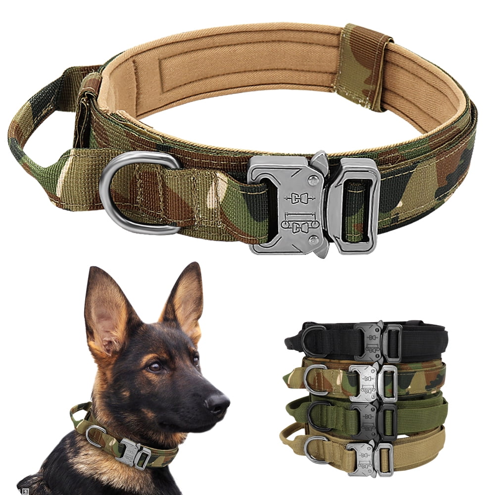 Didog 1.5"Width Adjustable Tactical Dog Collars Large Dogs Military Training with Handle German Shepherd Heavy Duty Metal Buckle