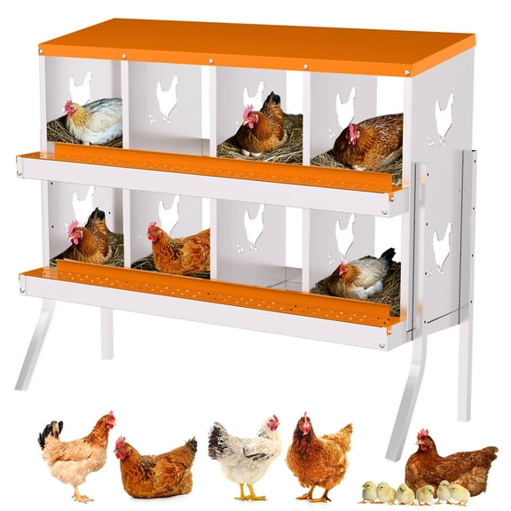 LIZHOUMIL 6-10 Hole Metal Chicken Nest Box, Galvanized Steel, Roll-Away Design