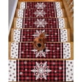 thumbnail image 2 of Christmas Snowflakes Stair Treads for Wooden Steps Indoor Runner Rug Carpet, Winter Xmas Flower Red Black Plaid 4 Pieces Peel and Stick Staircase Step Treads Covers Washable Throw Door Mats, 30"x8", 2 of 7