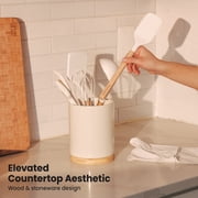 Thyme & Table Modern Ceramic and Bamboo Kitchen Utensil Holder