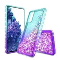 thumbnail image 4 of For Apple iPhone 13 (6.1") Gradient Quicksand Glitter Flowing Liquid Floating Bling Diamond TPU Rubber Hybrid Phone Case Cover by Xpression [Teal / Purple], 4 of 11