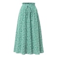 thumbnail image 6 of oqasdz Floral Prints Midi Skirt Boho Flowy Elastic High Waist A Line Skirt Bow Linen Flared Summer Beach Long Skirts for Women with Pockets, 6 of 6