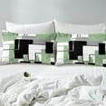 thumbnail image 3 of YST Lime Green Black Grey Fitted Sheet Full Abstract Geometric Checkered Bed Sheets Square Sequins Bedding Set For Kids Adults,Geometry Grid Bed Cover For All Season Room Decor（No Top Sheet）, 3 of 5