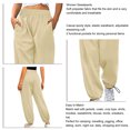 thumbnail image 3 of Women Sweatpants Adjustable Cord Lock Loose Fit Comfortable Women Sport Trousers for Daily Wear Khaki S, 3 of 4