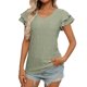 thumbnail image 1 of Camiseta de Manga Corta de Verano para las Mujeres de Moda de Color Sólido con Cuello en V, Top Casual de Poliéster, Lavado de Manos, 1 of 7