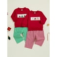 thumbnail image 3 of Miaouyo Toddler Baby Boys Girls Christmas Fall Outfit 6 12 18 24 Months 2T 3T Car Holiday Tree Long Sleeve Sweatshirt and Plaid Pants 2 Piece Set, 3 of 9