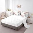 thumbnail image 5 of Castle Fairy Teens Children Orange Flower 7 Pieces Bedding Comforter Set,Botanical Plants Full Bedding Set Lightweight,Chic Floral Blossom Fitted Sheet Flat Sheet,Ultra Soft Home Decor, 5 of 8