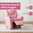 thumbnail image 5 of Naomi Home Suri Kids Recliner Chair for Toddlers Ages 3–5, Adjustable Reclining Chair for Kids with Push-Back Recline, Cup Holder, Footrest, Solid Hardwood Frame, 150 lb Capacity, Pink, 5 of 10