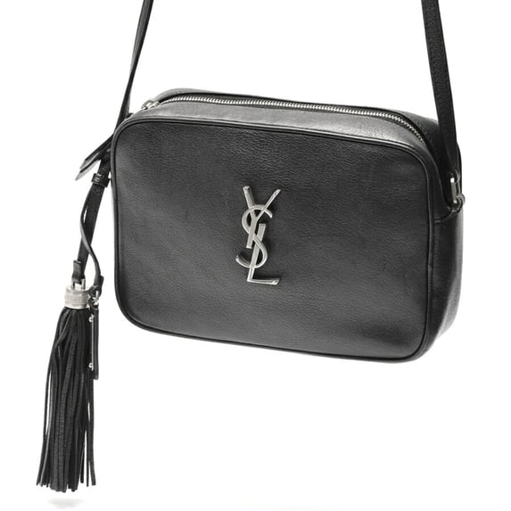 Pre-Owned Saint Laurent Lou Camera Bag with Tassel Shoulder 574494 Leather Black RI-159962