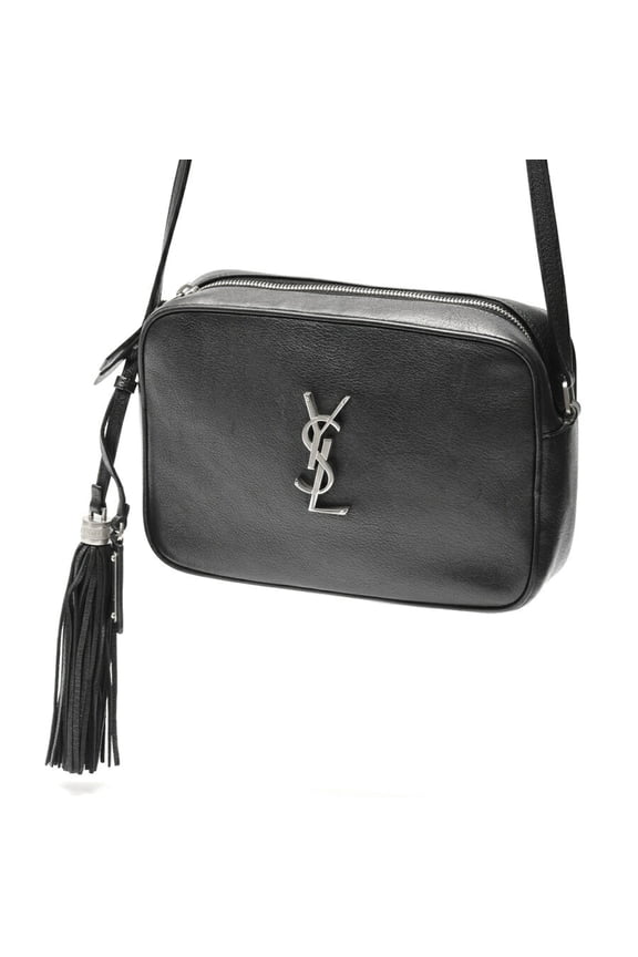 Pre-Owned Saint Laurent Lou Camera Bag with Tassel Shoulder 574494 Leather Black RI-159962