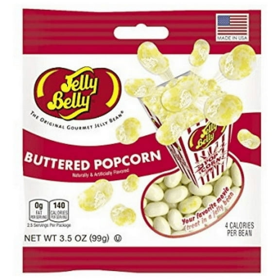 Jelly Belly Gourmet BUTTERED POPCORN 3.5 Oz. Grab & Go Bags 12 Case Count
