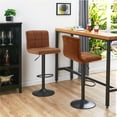 thumbnail image 2 of Duhome Faux Leather Bar Stools Set of 2 Swivel Barstools Counter Stools with Back Adjustable Bar Chairs for Kitchen Island Bar, Brown, 2 of 8