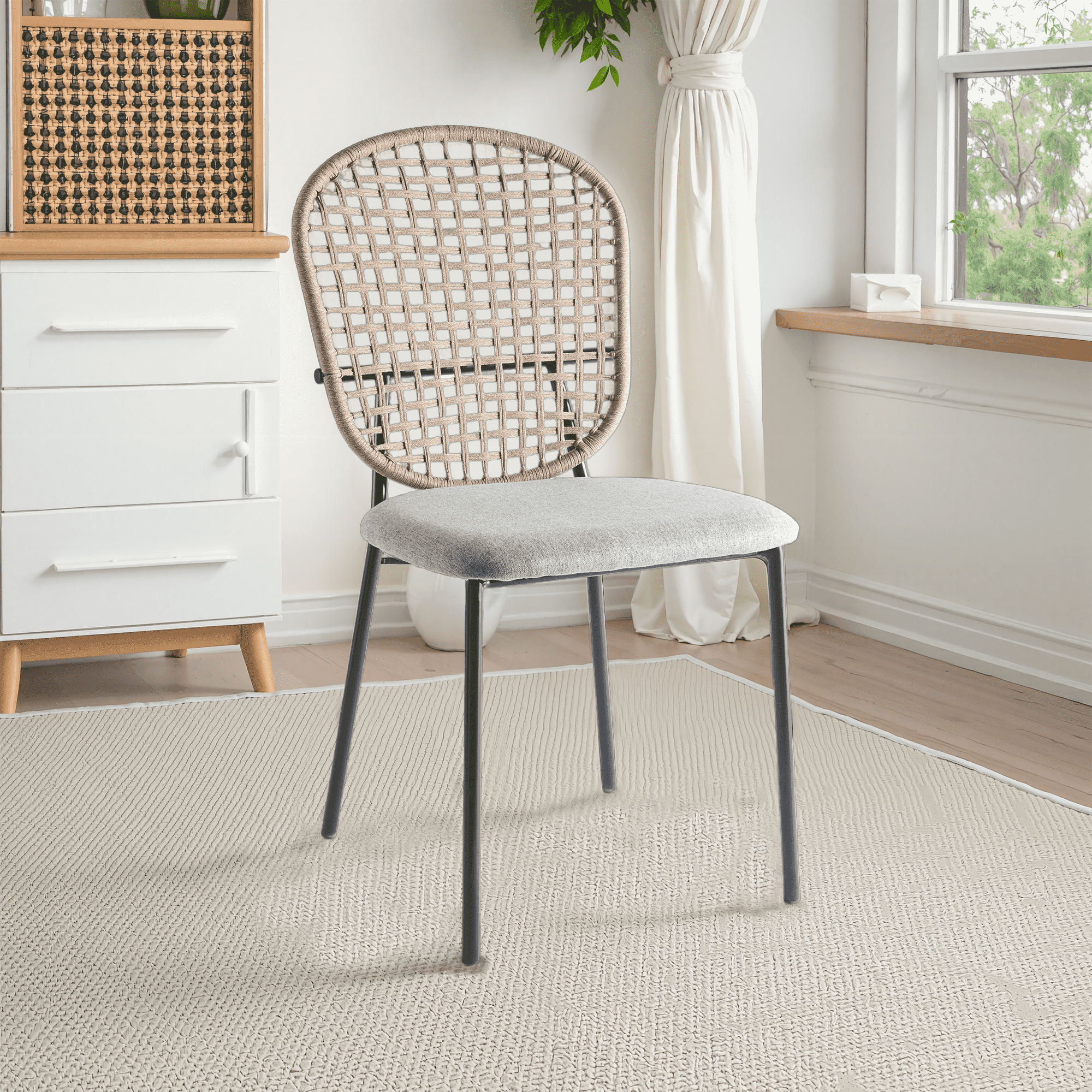 MAYEERTY Modern Sennit Chair Set of 4 Dining Coffee Chair