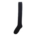 thumbnail image 2 of Ljudmp Women's Plain Color Over-the-Knee Cotton Socks Stretch Thigh-High Stockings Ribbed Knit Long Tube Socks for Boots Casual Dress Black, 2 of 2