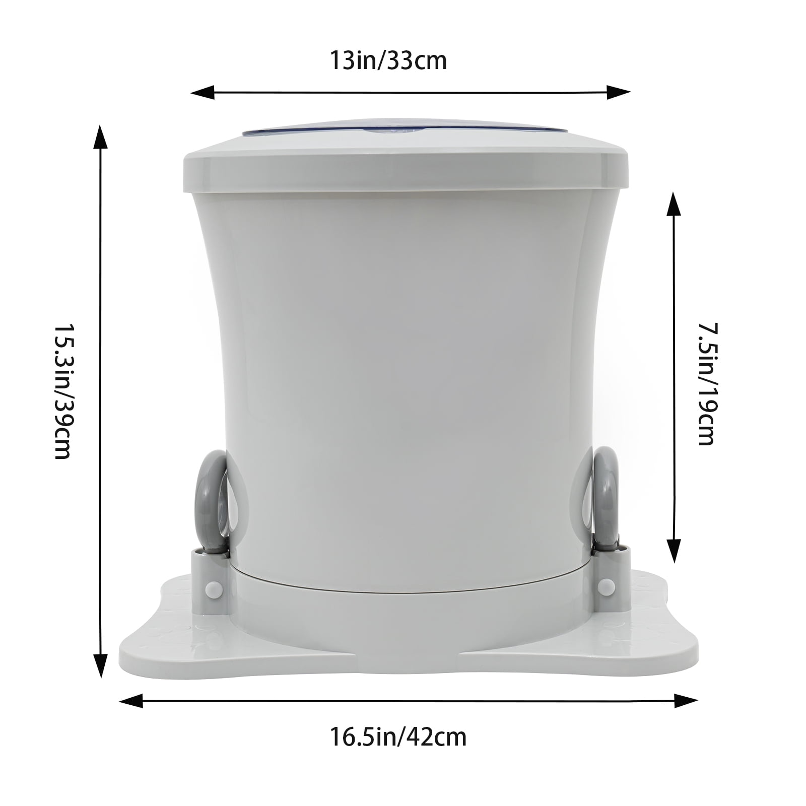 Manual Clothes Spin Dryer, 2.4 Gal Portable Non-Electric Laundry Dehydrator with Drawstring Handle, Compact Mini Washer Spinner with Drain Hose & Suction Cup Feet for Apartment, Dorm, RV, Camping