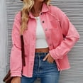 thumbnail image 2 of Oksale Frayed Denim Jacket for Women 2025 Button Down Lapel Jean Jackets Classic Fit Fall Jacket with Pockets Long Sleeve Jackets Pink S, 2 of 8