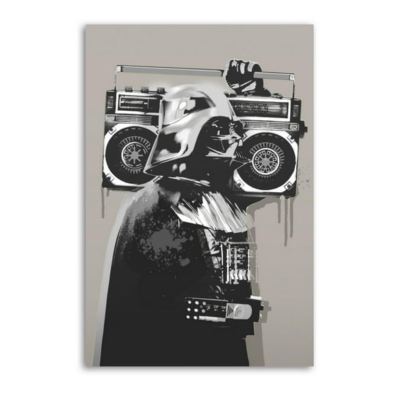 Banksy Graffiti Darth Vader Poster Decorative Painting Canvas Wall Art Living Room Posters Bedroom Painting 16x24inch(40x60cm)