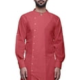 thumbnail image 4 of Atasi Kurta Longue Boutonnée pour Hommes Col Chinois Uni Kurtas Ethniques Décontractées-Large, 4 of 6
