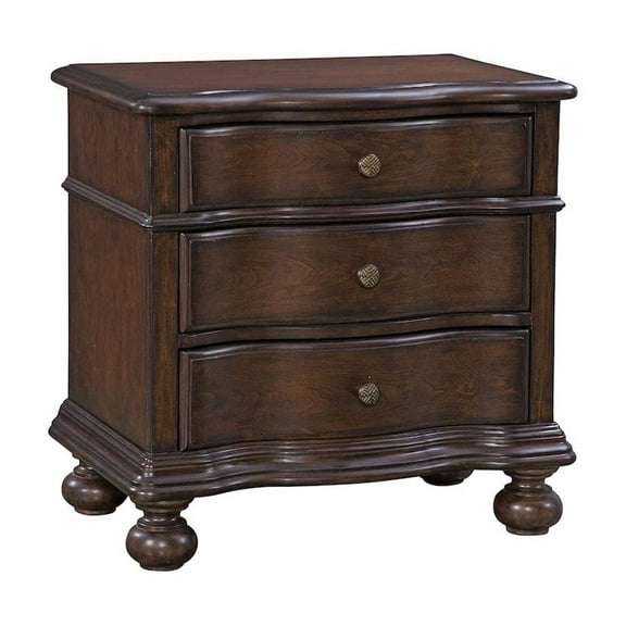 Rodanthe Tobacco Brown 3-Drawer Traditional Style Wood Nightstand