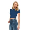 thumbnail image 4 of Natural Uniforms Womens Buttery Soft, Super Stretch Y2K Long Sleeve Baby Tee Crop Top (True Navy Blue, XX-Large), 4 of 6