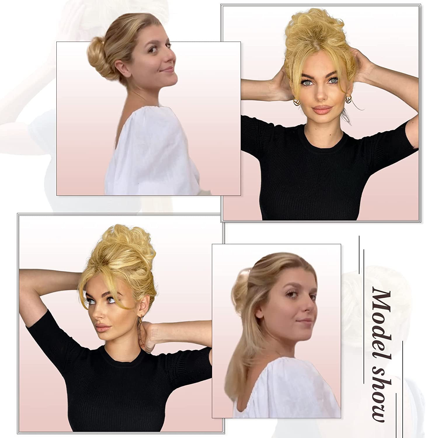 Claw Clip Messy Bun Hair Piece Real Human Hair Buns Wavy Curly Updo Hair Buns Claw Clip Ponytail Hairpieces Hair Scrunchie with Clip for Women
