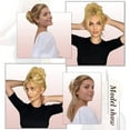 thumbnail image 2 of Claw Clip Messy Bun Hair Piece Real Human Hair Buns Wavy Curly Updo Hair Buns Claw Clip Ponytail Hairpieces Hair Scrunchie with Clip for Women, 2 of 6