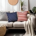 thumbnail image 4 of 4th of July Throw Pillow Cover 18x18 Inch Set of 2 Patriotic Red White Stripes Blue Stars Decorative Outdoor Pillow Cover Memorial Independence Day Pillow Cases Farmhouse for Home Sofa Bed, 4 of 6