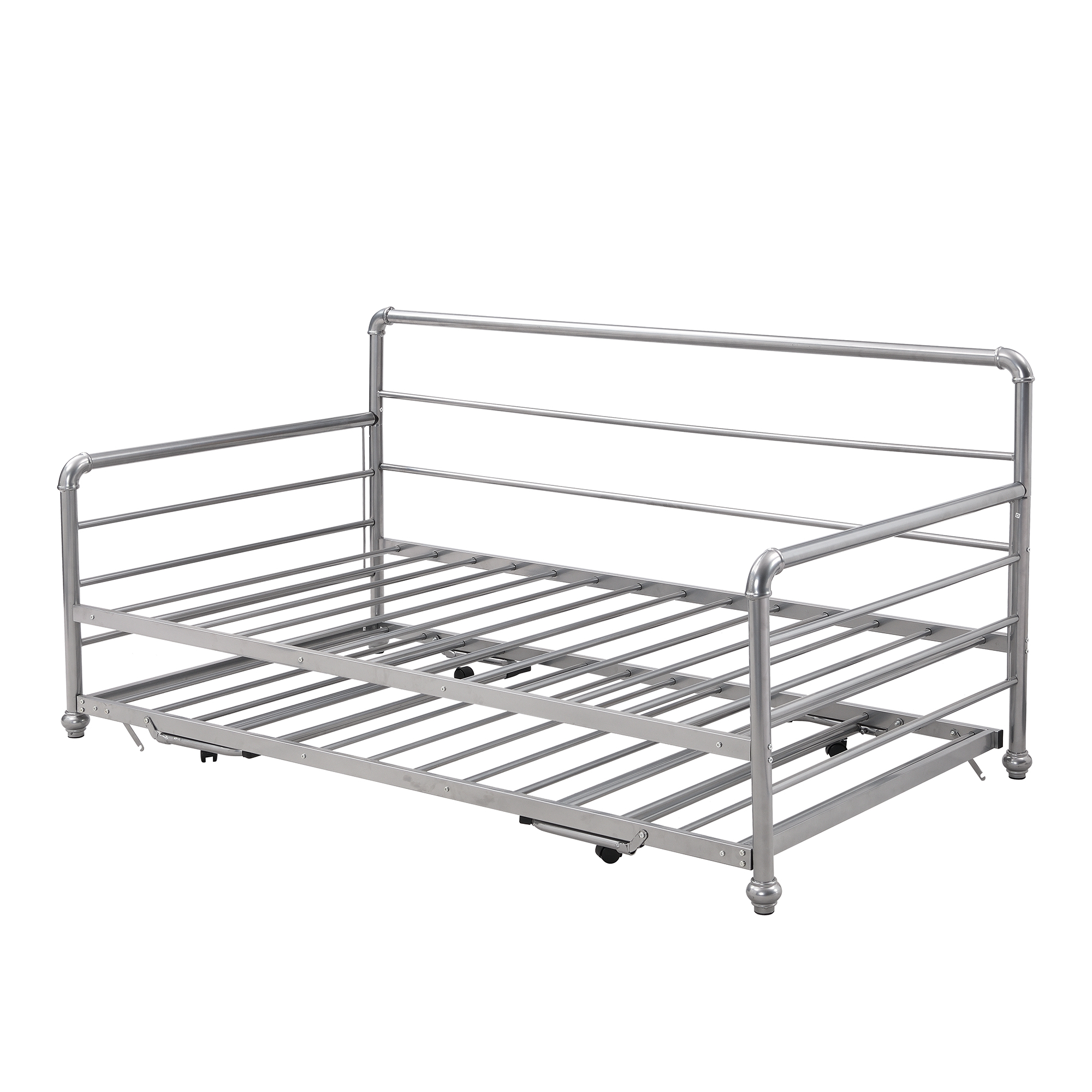 Kacho Twin Size Daybed with Adjustable Trundle, Pop Up Trundle, Heavy-Duty Steel Daybed for Bedroom Living Room, for Boys Girls Adults, Space Saving No Box Spring Need, Silver - image 5 of 7