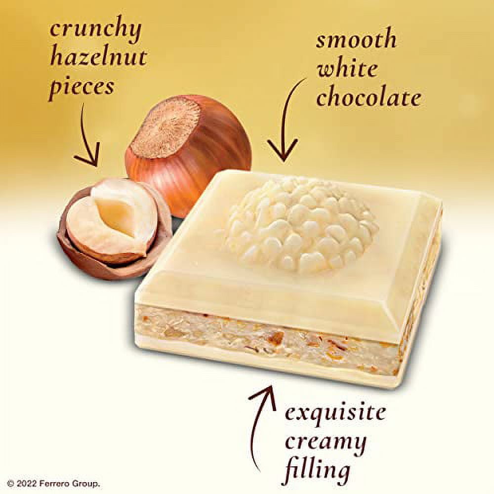 Ferrero Rocher Premium Chocolate Bars, White Chocolate Hazelnut Individually Wrapped, Holiday Chocolate, Great for Holiday Gift Baskets, 3.1 oz each, 8 Pack