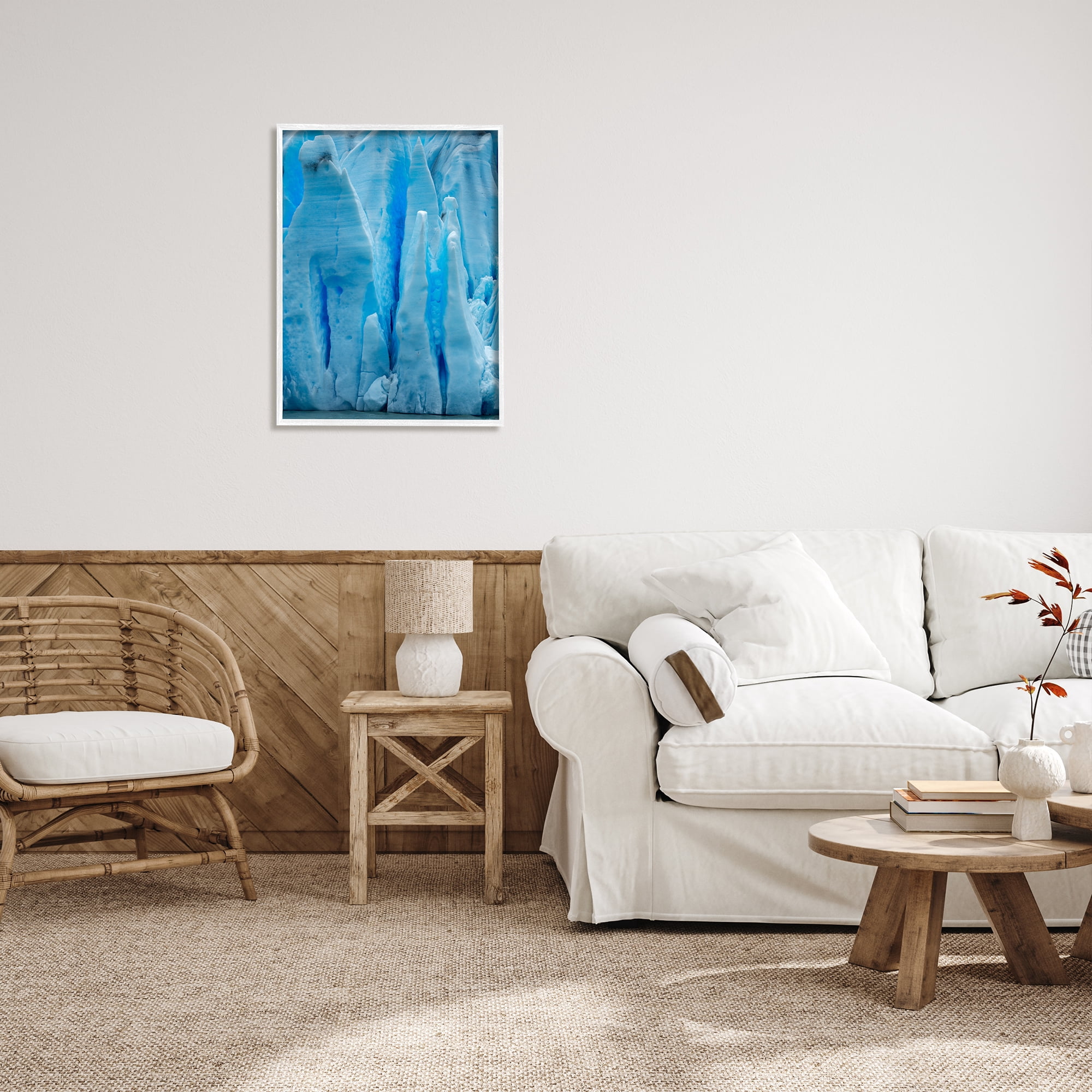 Stupell Industries Blue Glaciers Photography Nature Photography White Framed Art Print Wall Art, 24 x 30