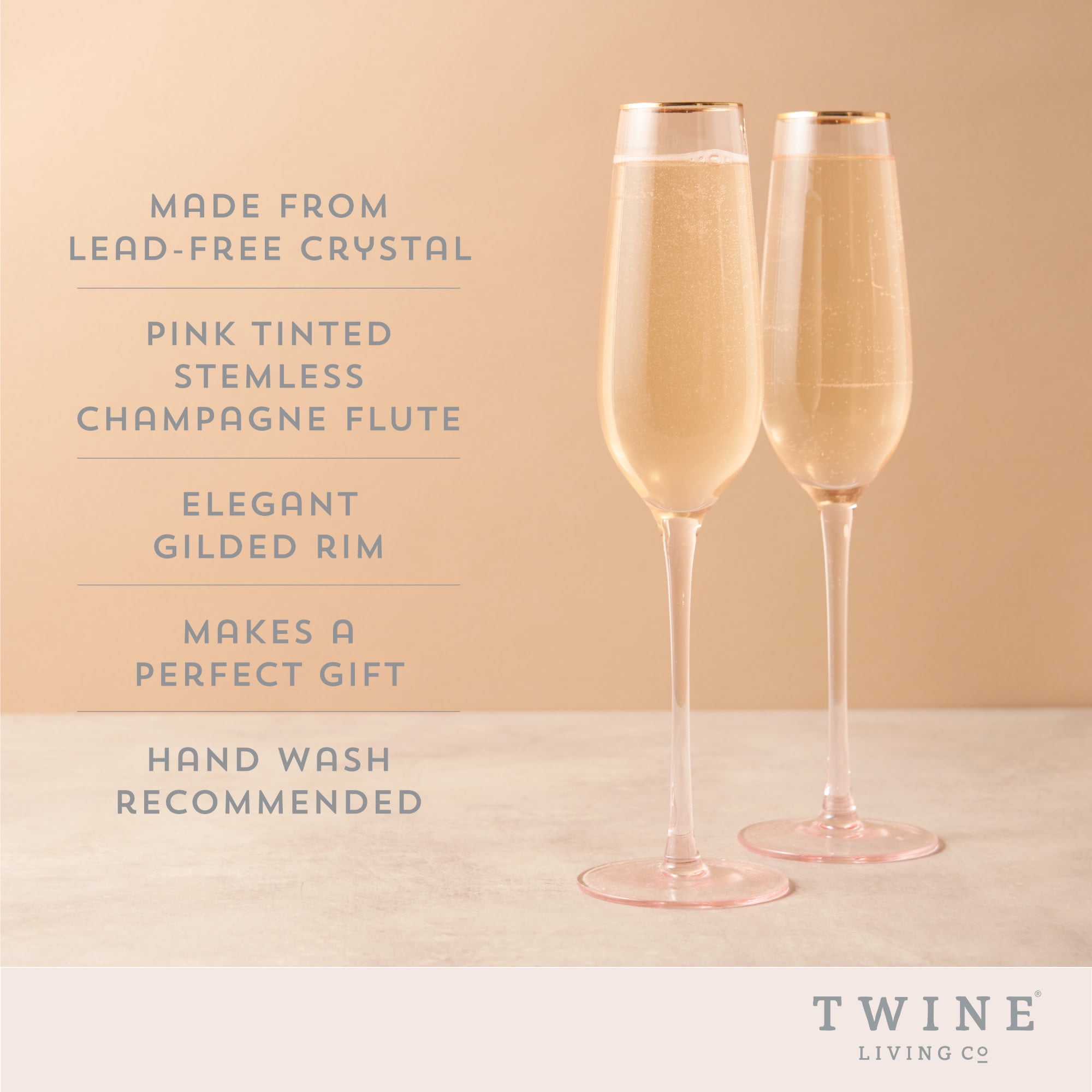 Rosy Glow Toasting Flute Pair