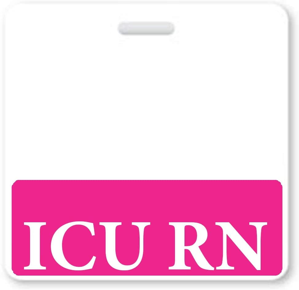 Vertical- Heavy Duty Spill Proof & Tear Resistant Card Specialist ID USA Printed RN BSN Badge Buddy 2 Sided- Quick Role Identifier Name Tag Buddies for BSN Registered Nurses 1, Hot Pink 