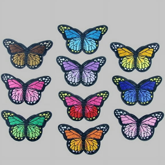 10Pcs Butterfly Iron on Patches, Embroidery Applique Patches for Arts Crafts DIY Decor, Arts Craft Sew Making, Jeans, Kid's Clothing, Caps Repair