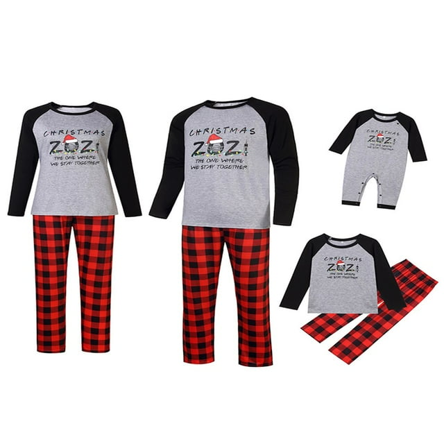EIMELI Christmas Family Pajamas Set Adult Kids Print Tops Pants 2PCS Christmas PJs/Romper Sleepwear Xmas Homewear