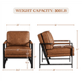 thumbnail image 4 of Alden Design Faux Leather Modern Accent Chair with Metal Frame for Livingroom, Light Brown, 4 of 9