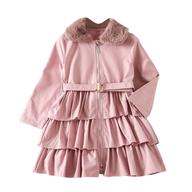 Gibobby Abrigos de invierno para niños y niñasChaqueta de abrigo polar cálido de manga larga de invierno para niñas pequeñas con volantes ropa rosa prend(Rosa, 18-24 Meses)