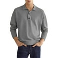 thumbnail image 1 of Cindysus Men Tee Long Sleeve Polo Shirt Lapel Neck T Shirts Golf Pullover Casual T-shirt Grey XL, 1 of 2