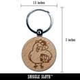 thumbnail image 2 of Santa Helper Elf Christmas Chicken with Present Round Keychain Charm Tag - Engraved Wood, 2 of 6