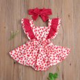 thumbnail image 3 of Baby Girl?s Ruffles Fly Sleeve Jumpsuits Summer Sweet Heart Pattern Bandage Romper and Headband, 3 of 7