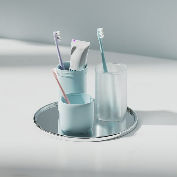 Vaso para cepillo de dientes, vaso de viaje para enjuague bucal, vaso para pasta de dientes y enjuague bucal para parejas, práctico vaso plegable y portátil, fabricado en plástico,Wsvlmg