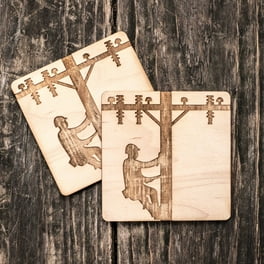 Lineman Coasters Set of 2 - Raw Wood Lineman Coasters Set of 2 - Raw Wood