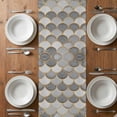 thumbnail image 6 of Grey Fish Scale Table Runner - 70 Inch Long, Kitchen Dining Table Runner Dresser Scarves, Modern Geometric Gold Abstract Moroccan Farmhouse Decor for Coffee Tables Wedding Party Banquet, 6 of 8