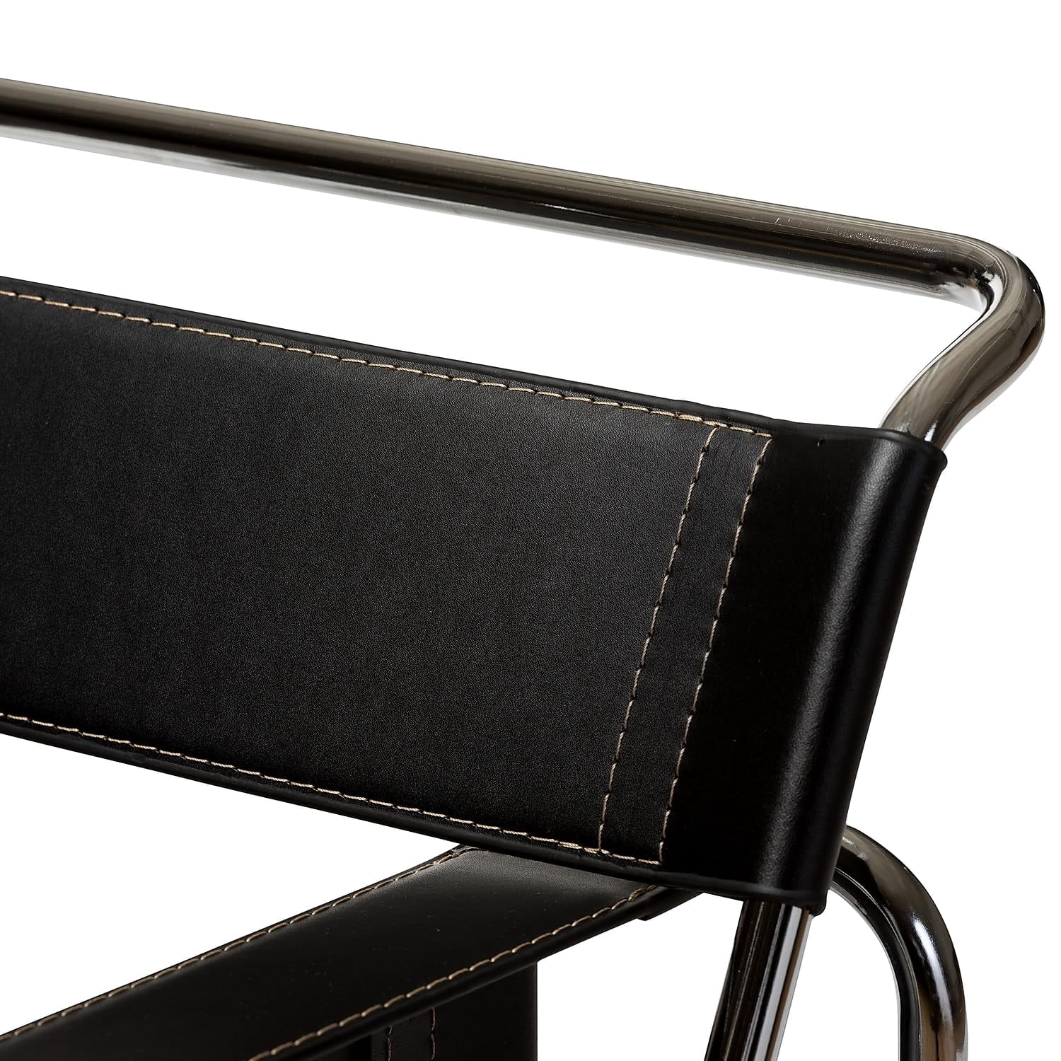 Baxton Studio Jericho Cream Leather Mid-Century Modern Accent Chair