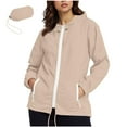 thumbnail image 2 of Women's Waterproof Lightweight Jacket Quarter Sleeve Hooded with Zipper Pockets Autumn​​, 2 of 5