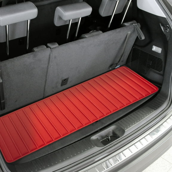 FH Group, Cargo Liner 14" For Truck SUV Faux Leather Heavy Duty Stripe Design Red