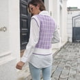 thumbnail image 2 of Chaleco De Suéter Para Mujer, Suéter Sin Mangas A Cuadros Lavable A Máquina De Tela De Poliéster Informal Suave De Punto De Moda Para El Trabajo Para El Otoño ANGGREK Otros, 2 of 7